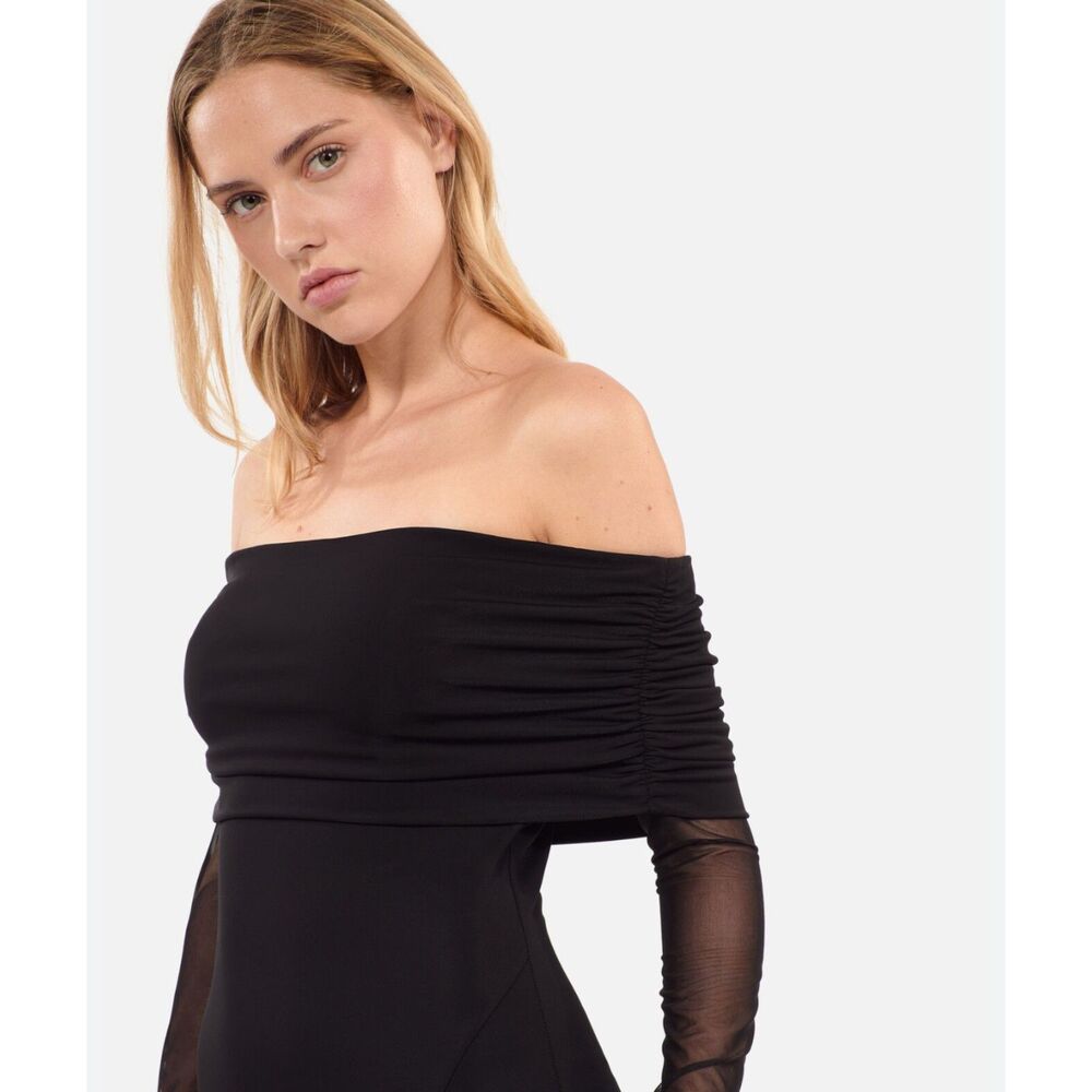 NWT The Kooples Black Over the Shoulder Jersey Top